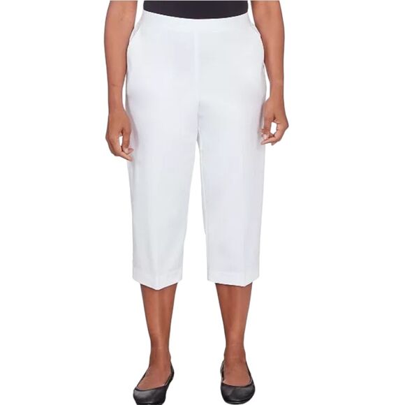 Alfred Dunner Nwot Classic Pull On Button Hem Twill Capri Pants 22W - Picture 1 of 6